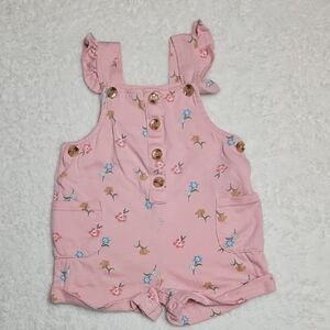 Nicole Miller Pink Floral Baby Overalls 12 Months
